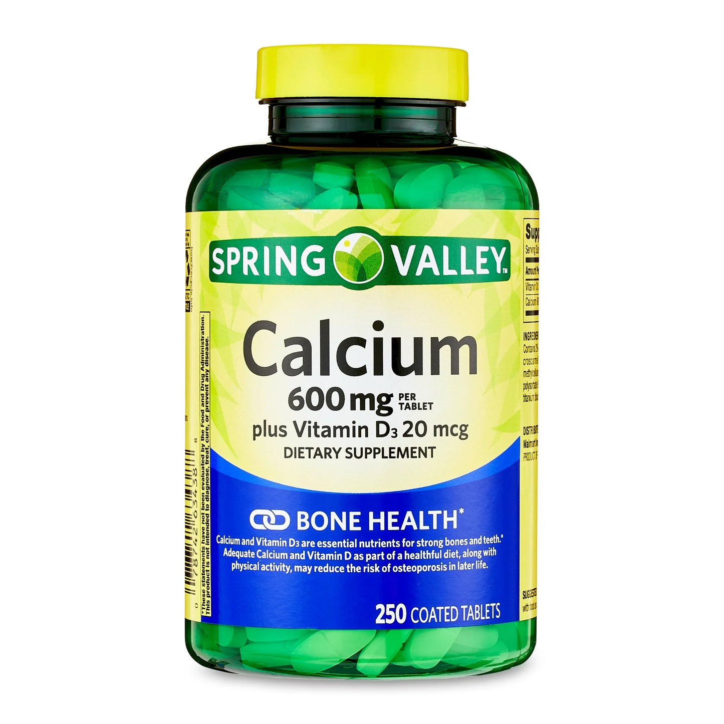 Calcium Plus Vitamin D Tablets Dietary Supplement, 600 mg, 250 Count