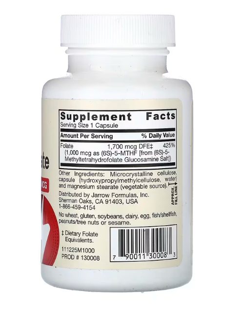 Jarrow Formulas, Methyl Folate, 1,000 mcg, 100 Veggie Capsules