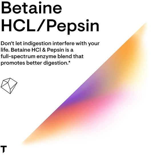 Thorne Betaine HCL & Pepsin - Digestive Enzymes for Protein Breakdown