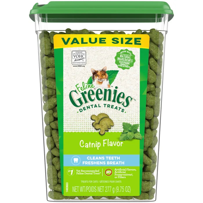 FELINE GREENIES Catnip Flavored Dental Treats, Value Size