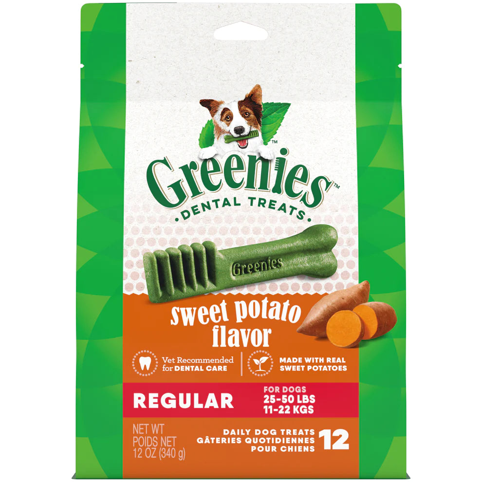 GREENIES Sweet Potato Flavored Regular Dental Treats, 12 Count