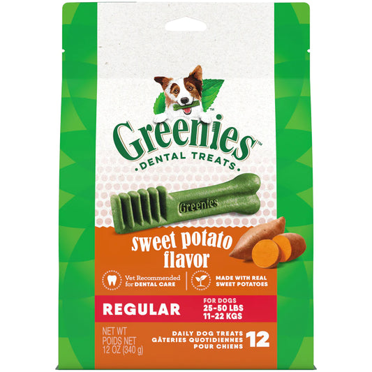 GREENIES Sweet Potato Flavored Regular Dental Treats, 12 Count