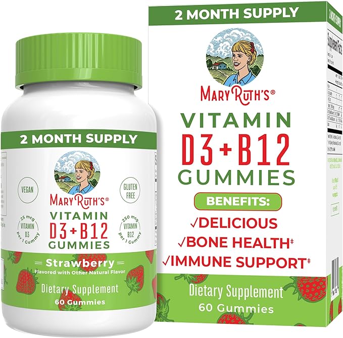 MaryRuth Vegan Vitamin D3 + Vitamin B12 Gummies 60ct