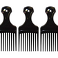 Comfort Axis Plastic Mini Comb and Lift Hair Pick, 3 Pack, Black