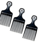 Comfort Axis Plastic Mini Comb and Lift Hair Pick, 3 Pack, Black