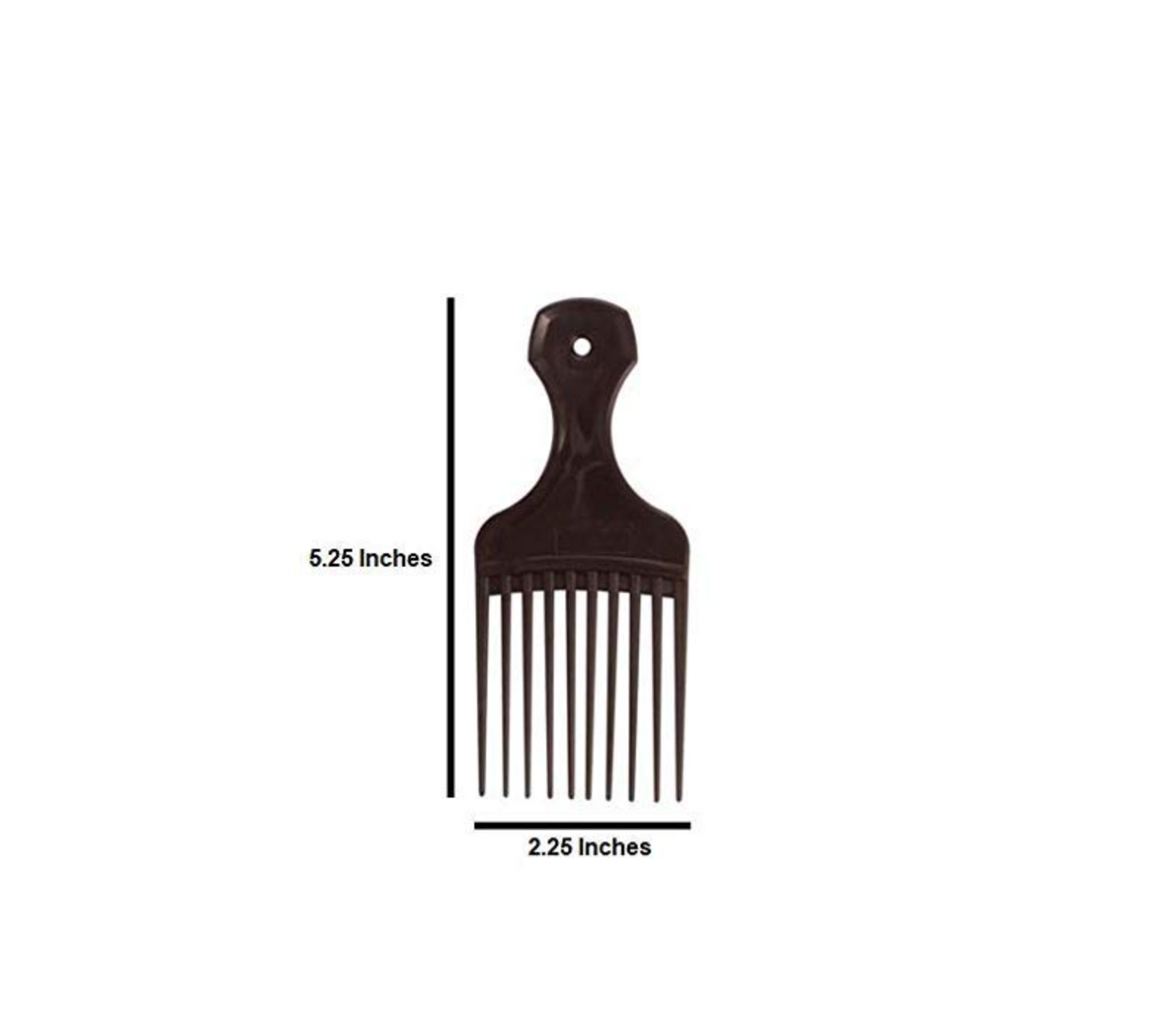 Comfort Axis Plastic Mini Comb and Lift Hair Pick, 3 Pack, Black