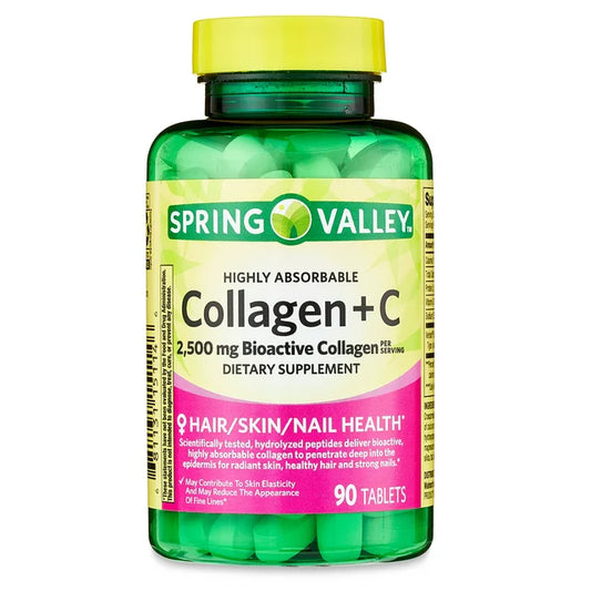 Highly Absorbable Collagen + C Tablets Dietary Supplement, 2,500 mg, 90 Count