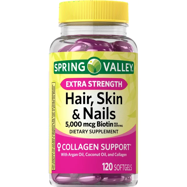 Skin & Nails Dietary Supplement Softgels, 5,000 Mcg, 120 Count