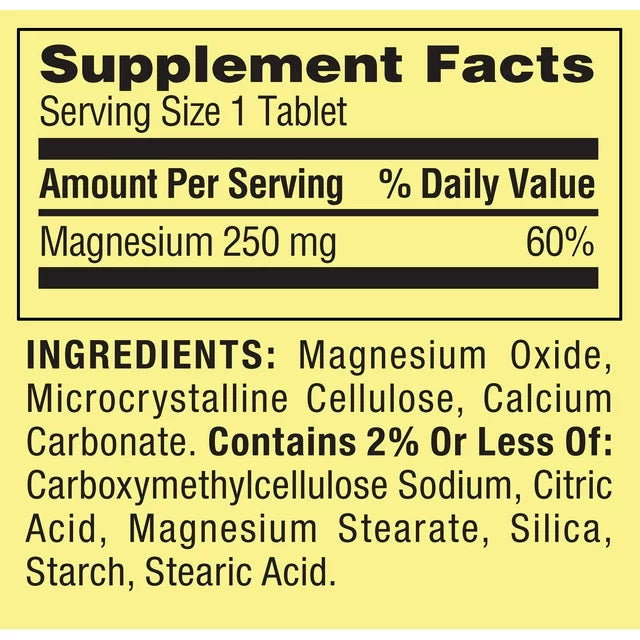 Magnesium Bone & Muscle Health Dietary Supplement Tablets, 250 mg, 100 Count