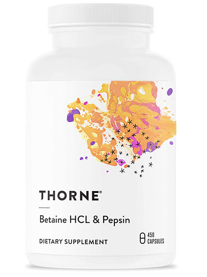 Thorne Betaine HCL & Pepsin - Digestive Enzymes for Protein Breakdown